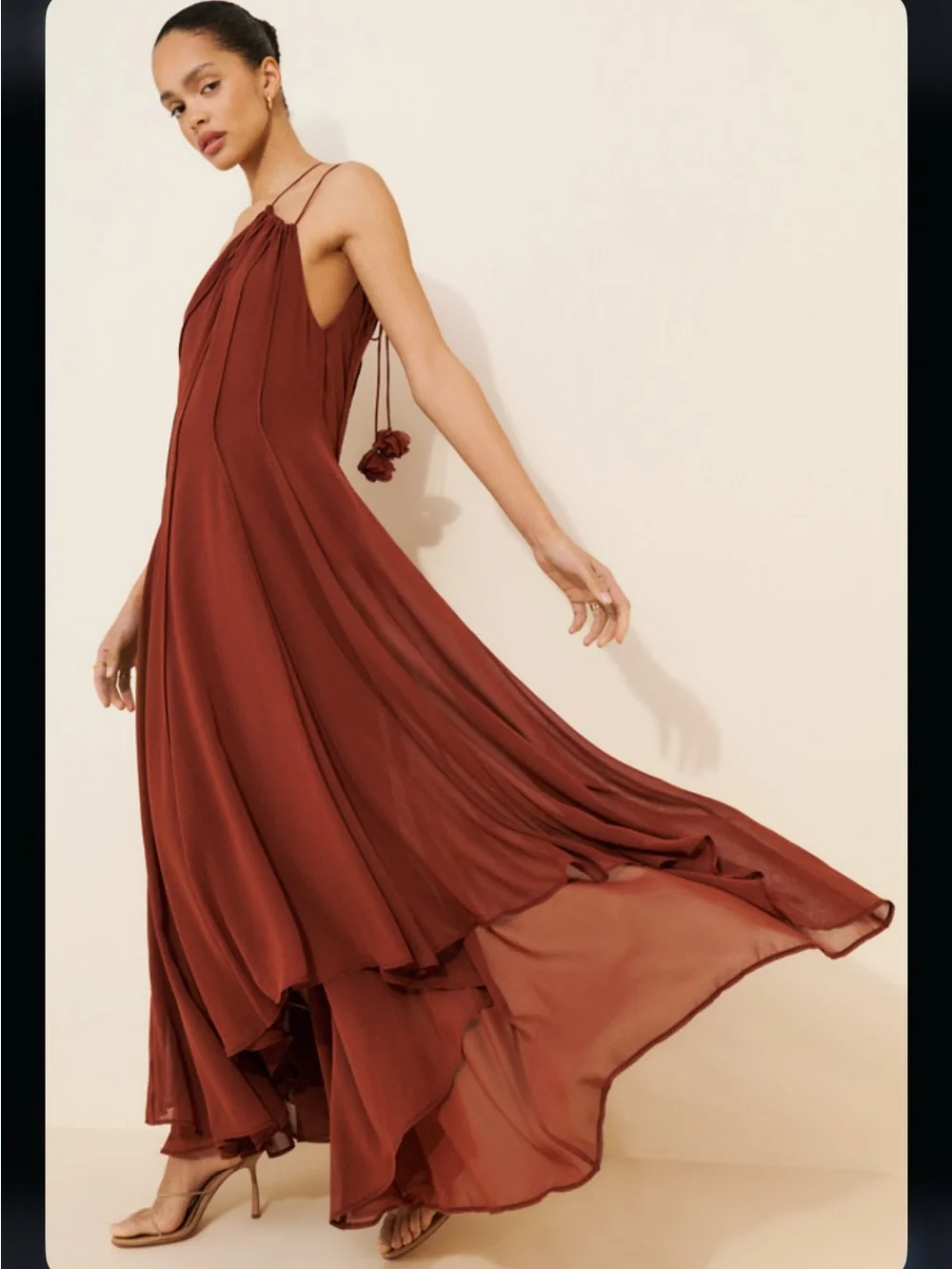 Exquise Ethereal Paislee One-Shoulder Chiffon Maxi - Picture 4 of 8